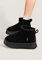 Ankle Boots Suede Fur-Lined Black Women's Platform – Casual, Winter Warm · Werune