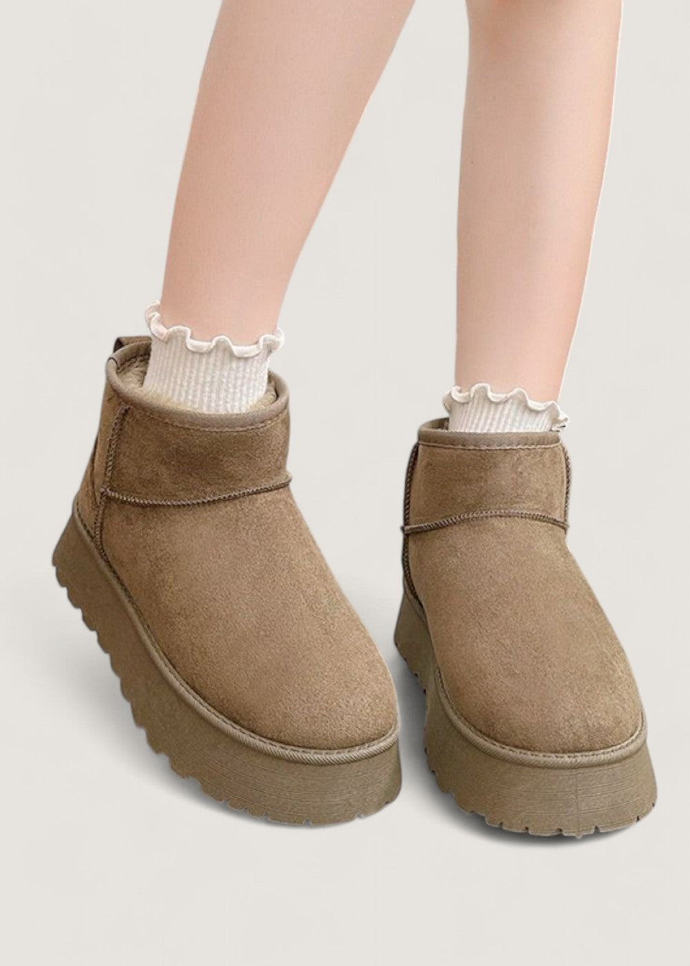 Ankle Boots Suede Fur-Lined Black Women's Platform – Casual, Winter Warm · Werune