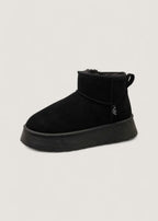 Ankle Boots Suede Fur-Lined Black Women's Platform – Casual, Winter Warm · Werune