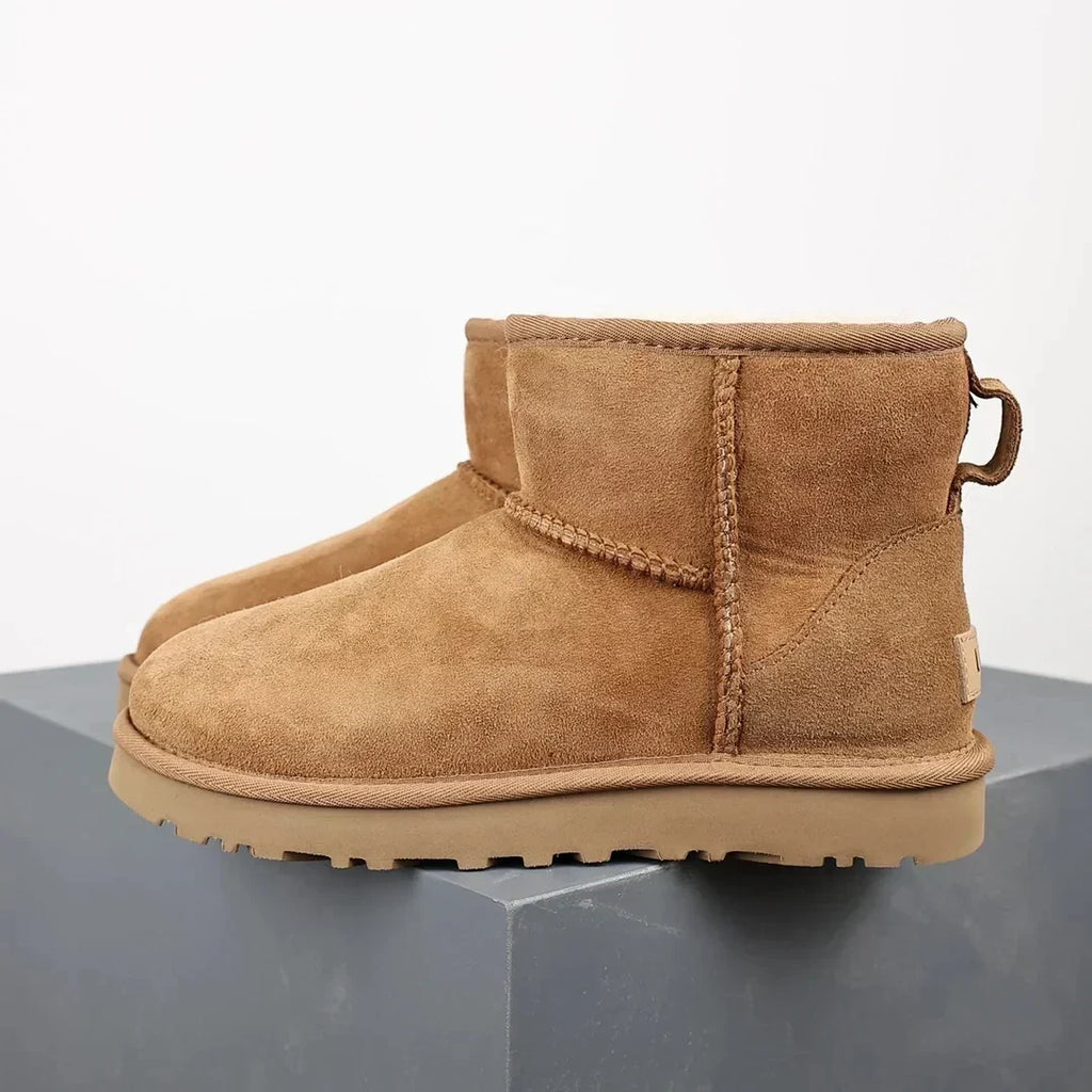 Ankle Boots Suede Fur-Lined Women's Mini Platform – Winter, Casual, Warm, Everyday Comfort