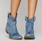 Ankle Boots Suede Grey Women's Western Block Heel – Casual, Autumn Everyday Wear