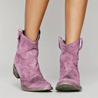 Ankle Boots Suede Grey Women's Western Block Heel – Casual, Autumn Everyday Wear