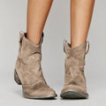 Ankle Boots Suede Grey Women's Western Block Heel – Casual, Autumn Everyday Wear
