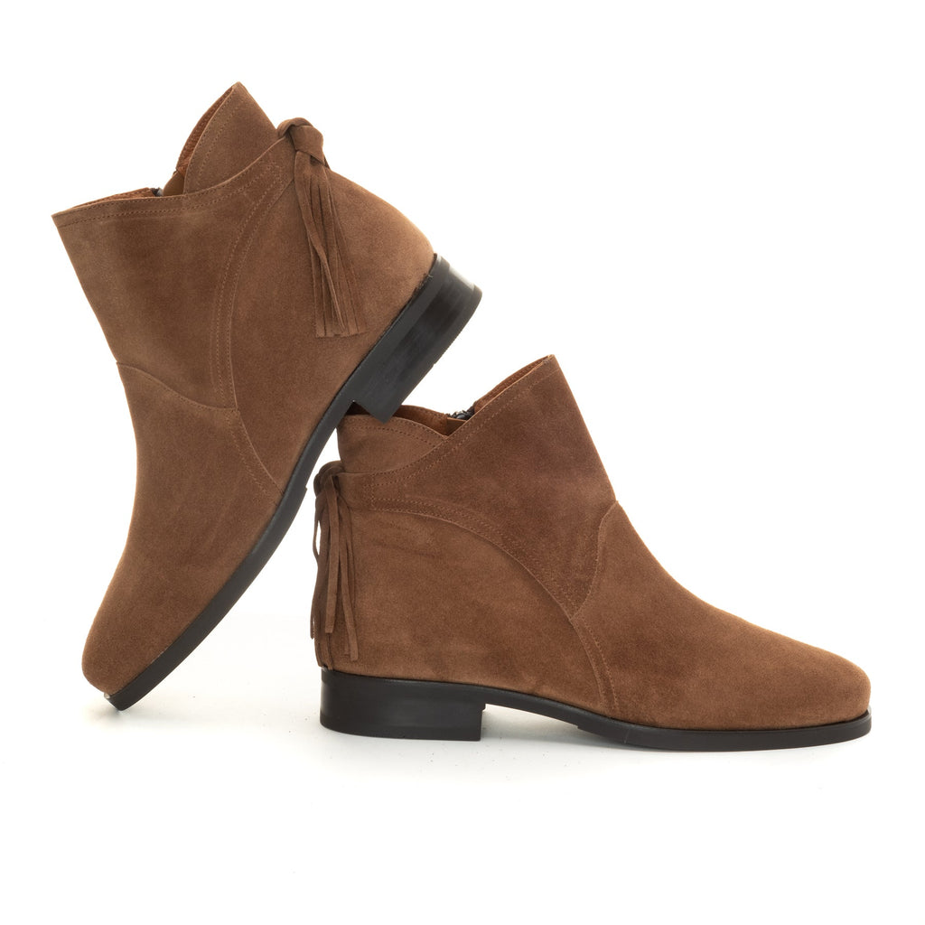 Ankle Boots Suede Tan Women's Flat Tassel Detail – Casual, Office · Werune