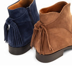 Ankle Boots Suede Tan Women's Flat Tassel Detail – Casual, Office · Werune