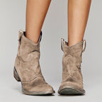 Ankle Boots Suede Taupe Block Heel Women's – Casual, Office, Holiday, Everyday Wear