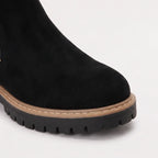 Ankle Boots Women's Black Suede Side Zip Chunky Lug Sole – Casual, Office, Holiday