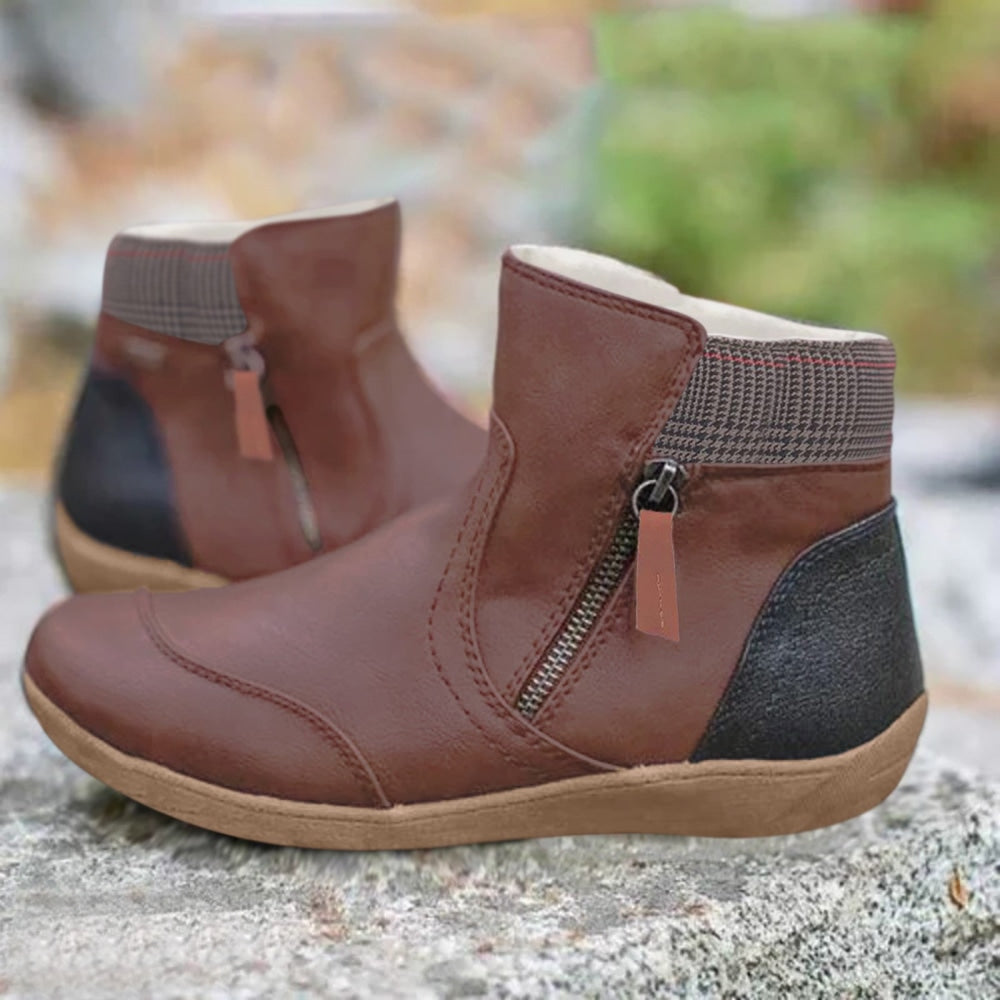 Ankle Boots Women's Leather Green Side Zip Arch Support – Casual, Office · Werune