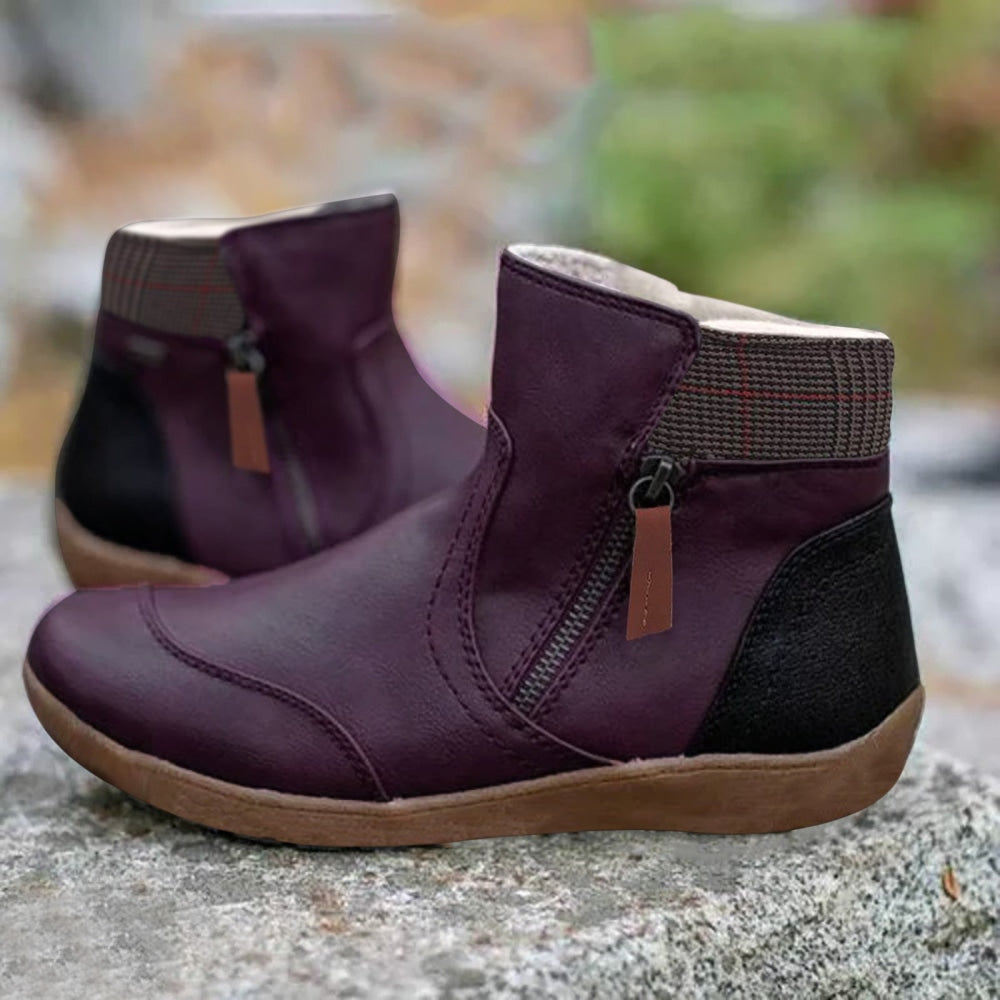 Ankle Boots Women's Leather Green Side Zip Arch Support – Casual, Office · Werune
