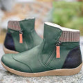 Ankle Boots Women's Leather Green Side Zip Arch Support – Casual, Office · Werune