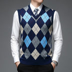 Argyle Sweater Vest V-Neck Sleeveless Men's Knit Jumper – Office, Casual, Gift · Werune