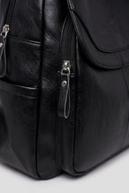 Backpack Faux Leather Black Women's Anti-Theft Multi-Pocket – Casual, Travel, Office, Everyday Bag