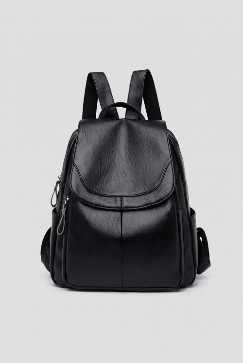 Backpack Faux Leather Black Women's Anti-Theft Multi-Pocket – Casual, Travel, Office, Everyday Bag