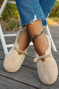 Ballet Flats Suede Beige Women's Round Toe Rope Strap Loafers – Casual, Office · Werune