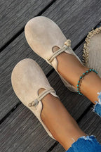 Ballet Flats Suede Beige Women's Round Toe Rope Strap Loafers – Casual, Office · Werune