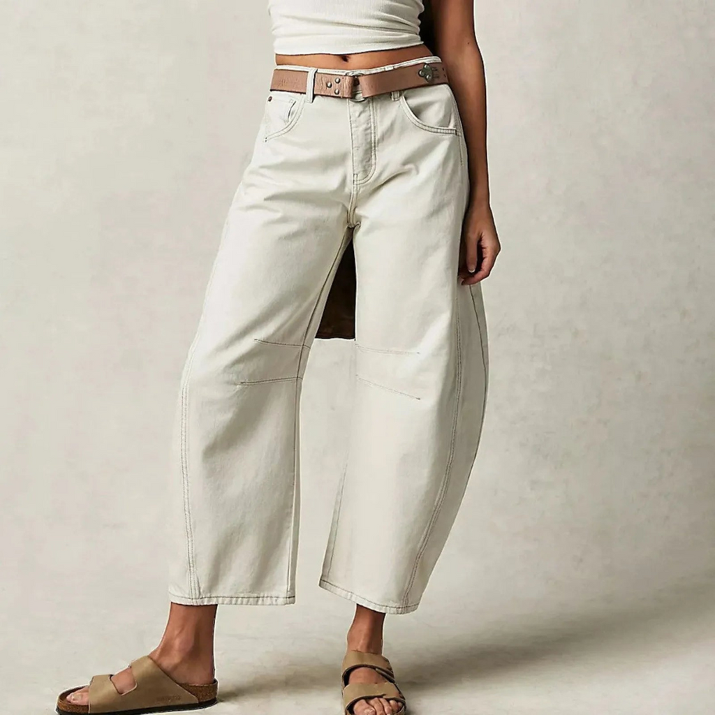 Barrel Leg Jeans Denim Mid Rise Women's Light Wash Wide Leg – Casual, Everyday · Werune