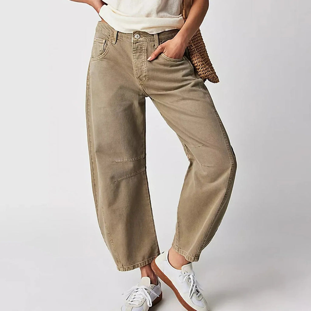 Barrel Leg Jeans Denim Mid Rise Women's Light Wash Wide Leg – Casual, Everyday · Werune