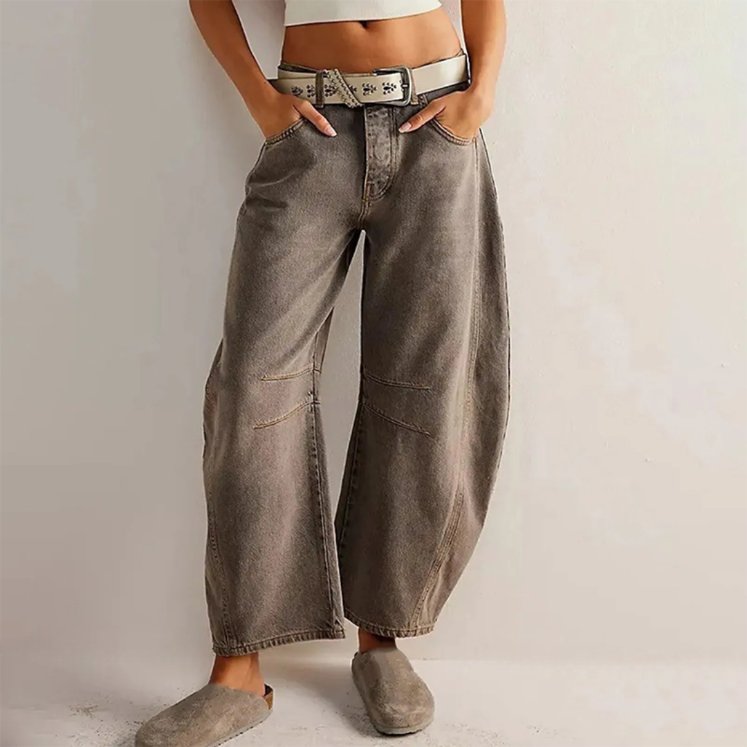 Barrel Leg Jeans Denim Mid Rise Women's Light Wash Wide Leg – Casual, Everyday · Werune