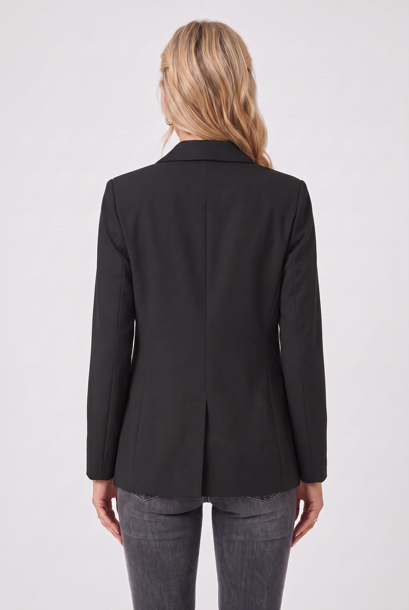 Blazer Black Single-Breasted Women's Tailored Jacket – Office, Casual, Work, Gift