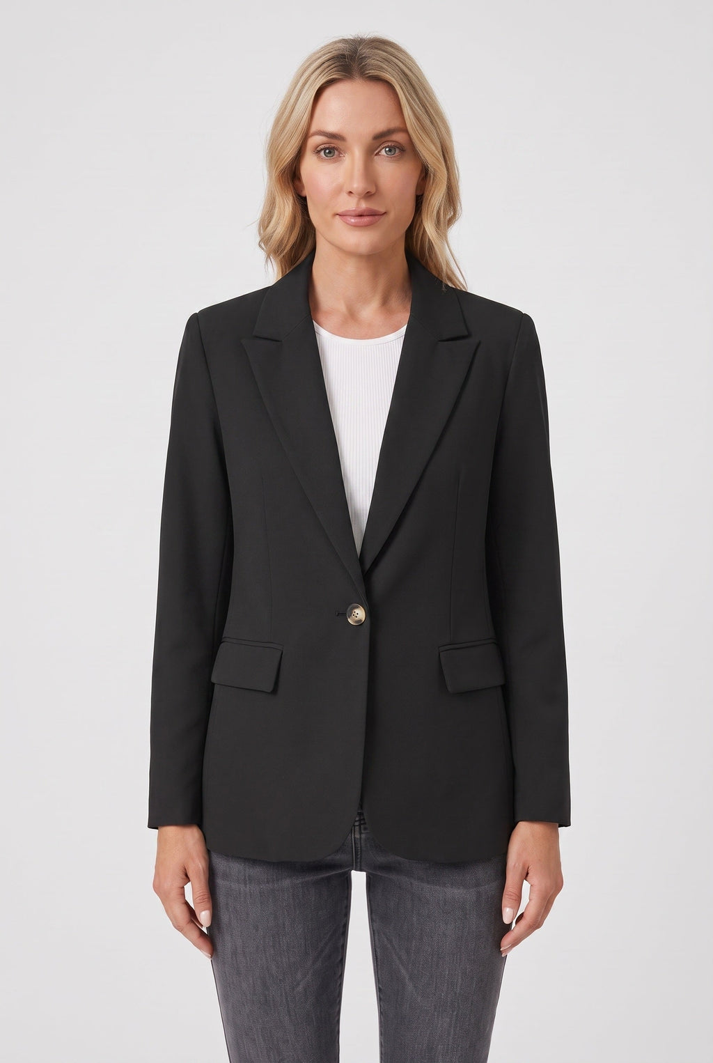 Blazer Black Single-Breasted Women's Tailored Jacket – Office, Casual, Work, Gift
