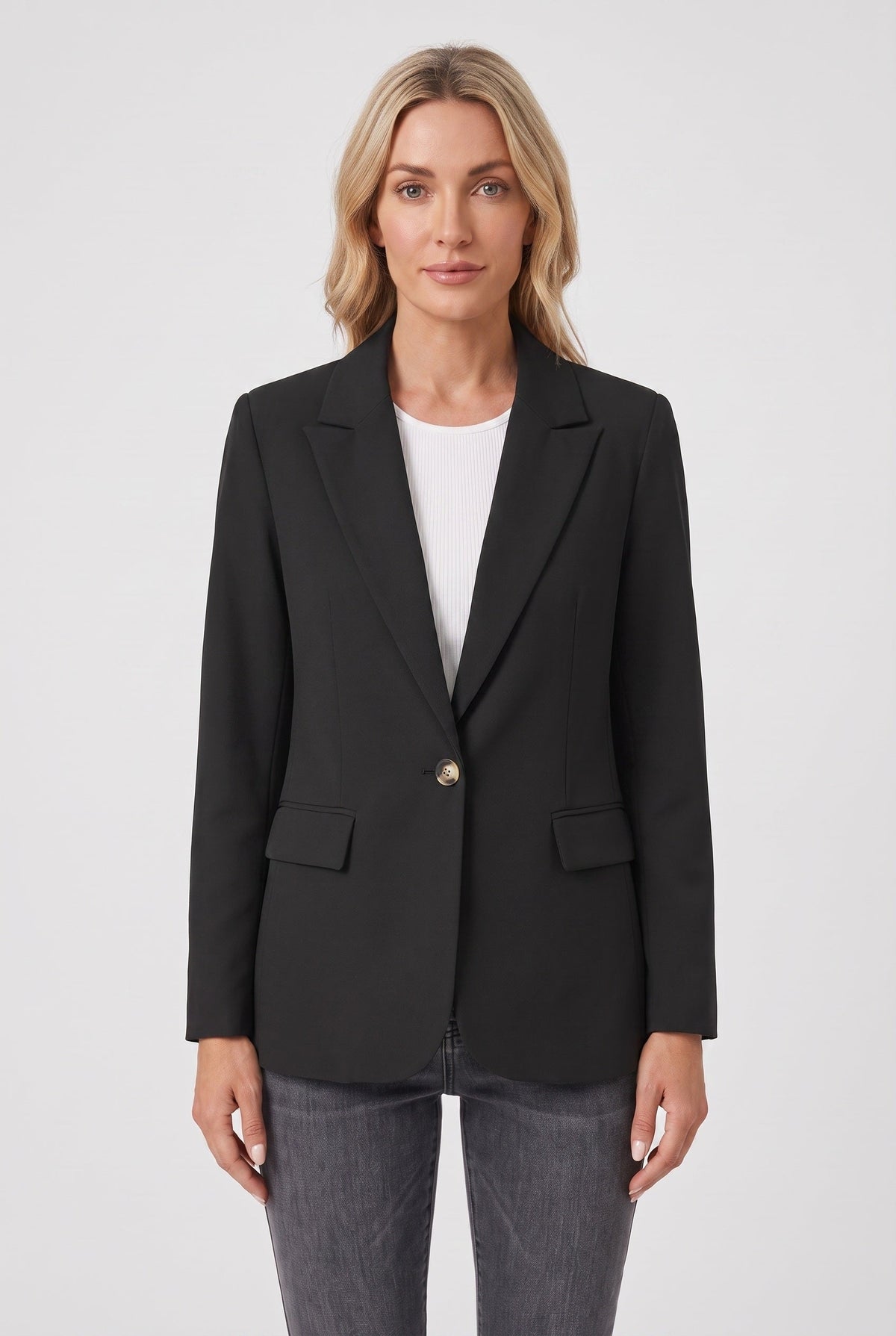 Blazer Black Single-Breasted Women's Tailored Jacket – Office, Casual, Work, Gift