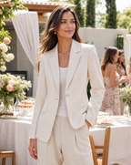 Blazer Cream Single-Button Women's Tailored Slim Fit Jacket – Office, Casual, Smart, Gift