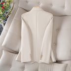 Blazer Cream Single-Button Women's Tailored Slim Fit Jacket – Office, Casual, Smart, Gift