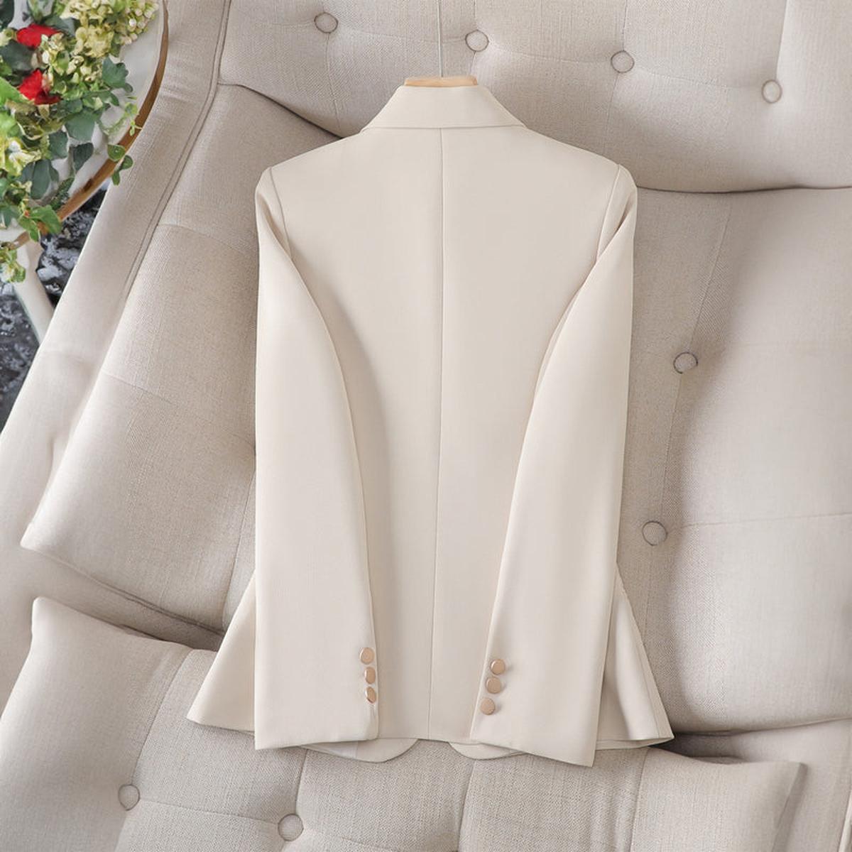 Blazer Cream Single-Button Women's Tailored Slim Fit Jacket – Office, Casual, Smart, Gift