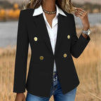 Blazer Double-Breasted Notch Lapel White Women's Long Sleeve – Office, Casual, Holiday, Gift