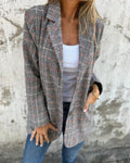 Blazer Grey Checked Notch Lapel Women's – Office, Casual, Holiday, Gift · Werune
