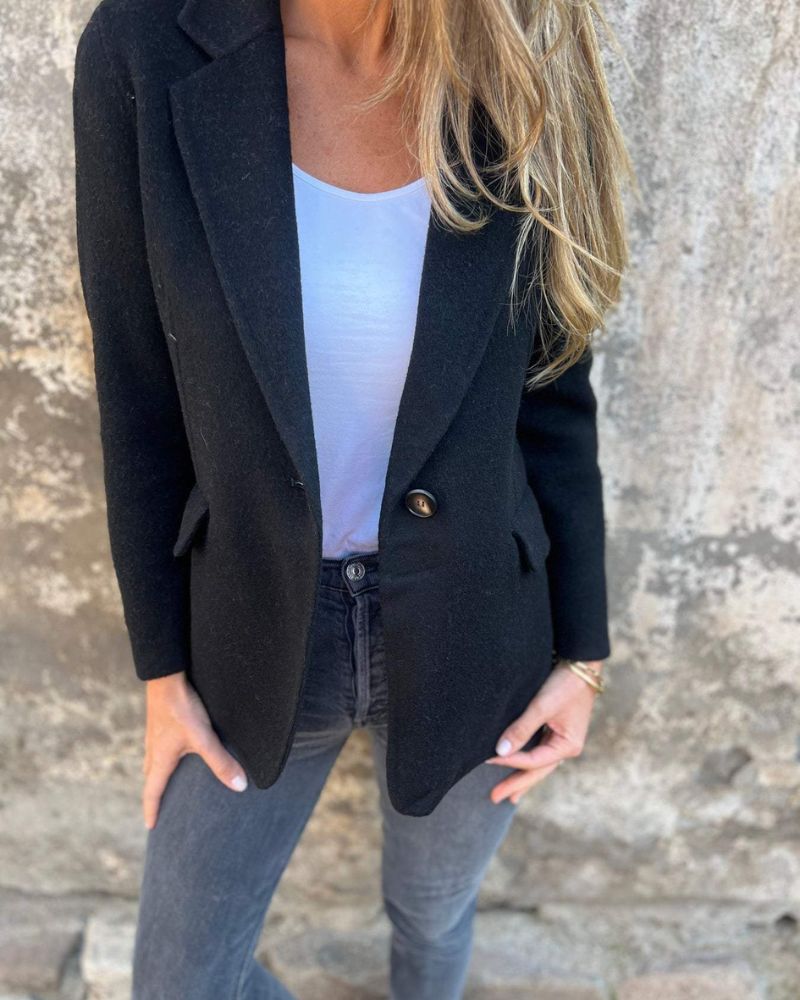 Blazer Jacket Beige Women's Single-Button Lapel Coat – Office, Casual, Autumn Layering, Gift