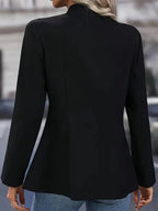 Blazer Navy Blue Long Sleeve Open Front Women's Double-Breasted Button – Office, Casual, Work, Gift