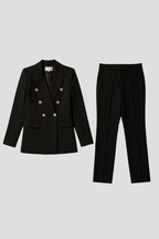 Blazer Trouser Suit Set Black Double-Breasted Women's Tailored Two-Piece – Office, Formal, Gift