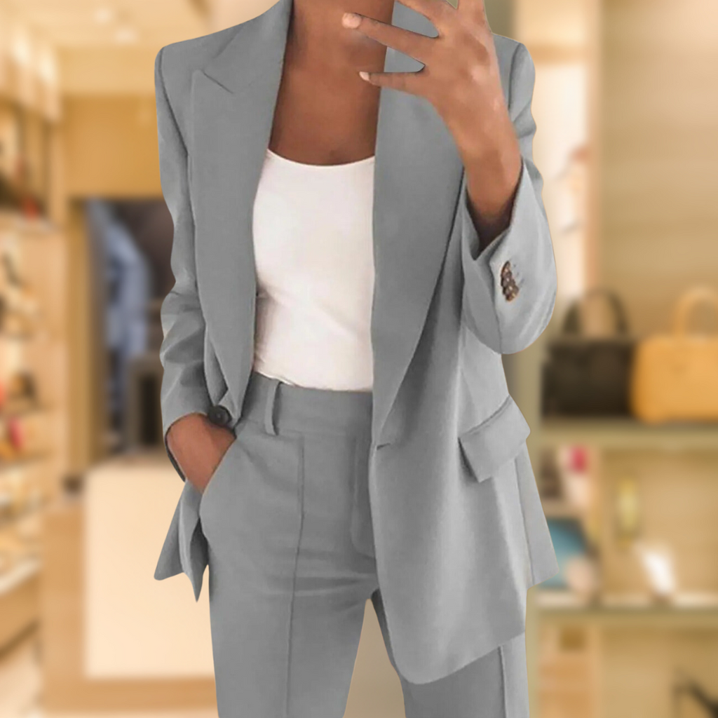 Blazer Trouser Suit Set Black Women's 2-Piece Long Sleeve – Office, Formal, Business, Gift