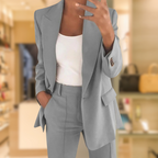Blazer Trouser Suit Set Black Women's 2-Piece Long Sleeve – Office, Formal, Business, Gift