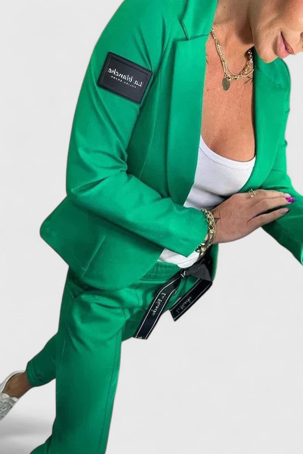 Blazer & Trousers Set Black Women's Two-Piece – Office, Casual, Holiday, Gift · Werune