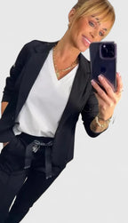 Blazer & Trousers Set Black Women's Two-Piece – Office, Casual, Holiday, Gift · Werune