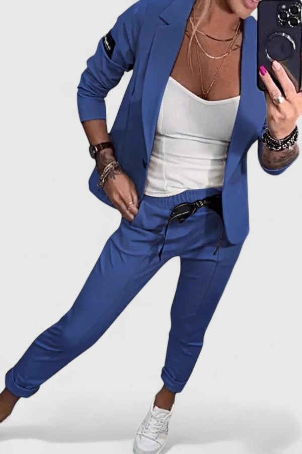 Blazer & Trousers Set Black Women's Two-Piece – Office, Casual, Holiday, Gift · Werune