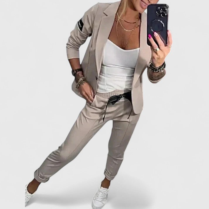 Blazer & Trousers Set Black Women's Two-Piece – Office, Casual, Holiday, Gift · Werune