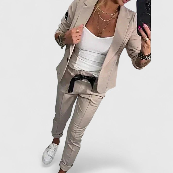 Blazer & Trousers Set Black Women's Two-Piece – Office, Casual, Holiday, Gift · Werune
