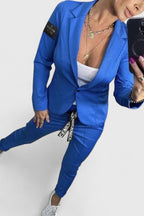 Blazer & Trousers Set Black Women's Two-Piece – Office, Casual, Holiday, Gift · Werune