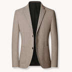 Blazer Tweed Two-Button Notch Lapel Men's Brown Tailored Jacket – Office, Casual, Smart Occasion Wear