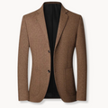 Blazer Tweed Two-Button Notch Lapel Men's Brown Tailored Jacket – Office, Casual, Smart Occasion Wear