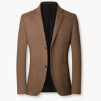 Blazer Tweed Two-Button Notch Lapel Men's Brown Tailored Jacket – Office, Casual, Smart Occasion Wear