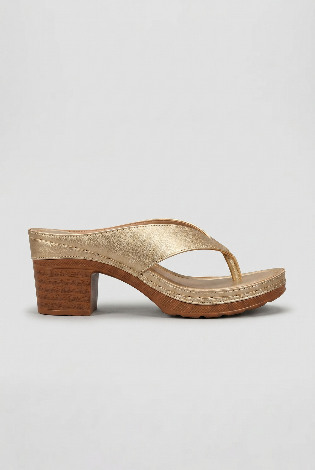 Block Heel Thong Sandals Gold Platform Women's – Casual, Office, Holiday, Gift · Werune