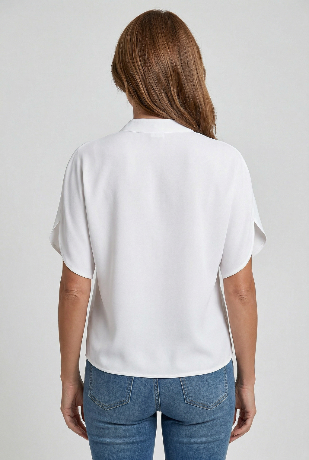 Blouse V-Neck Short Sleeve White Women's – Office, Casual, Everyday Wear, Smart Workwear Top