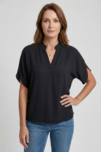 Blouse V-Neck Short Sleeve White Women's – Office, Casual, Everyday Wear, Smart Workwear Top