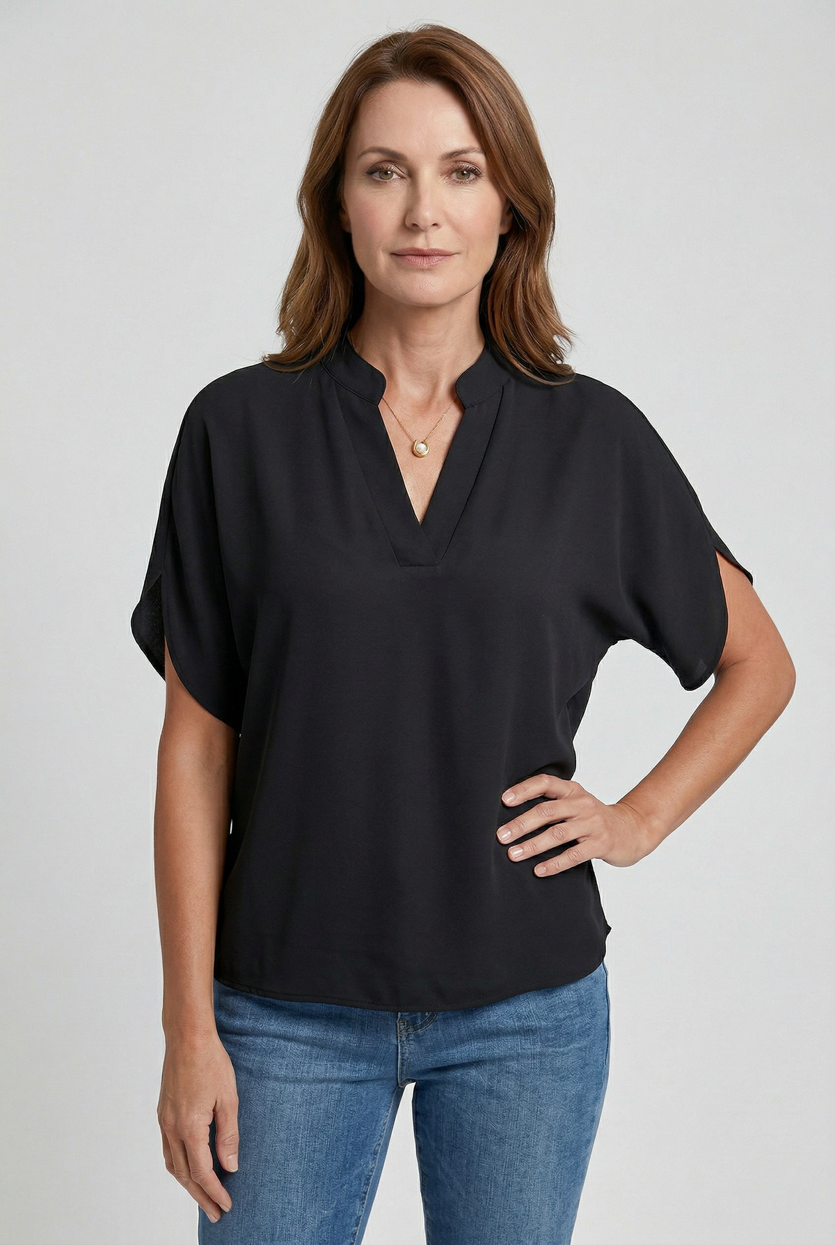 Blouse V-Neck Short Sleeve White Women's – Office, Casual, Everyday Wear, Smart Workwear Top