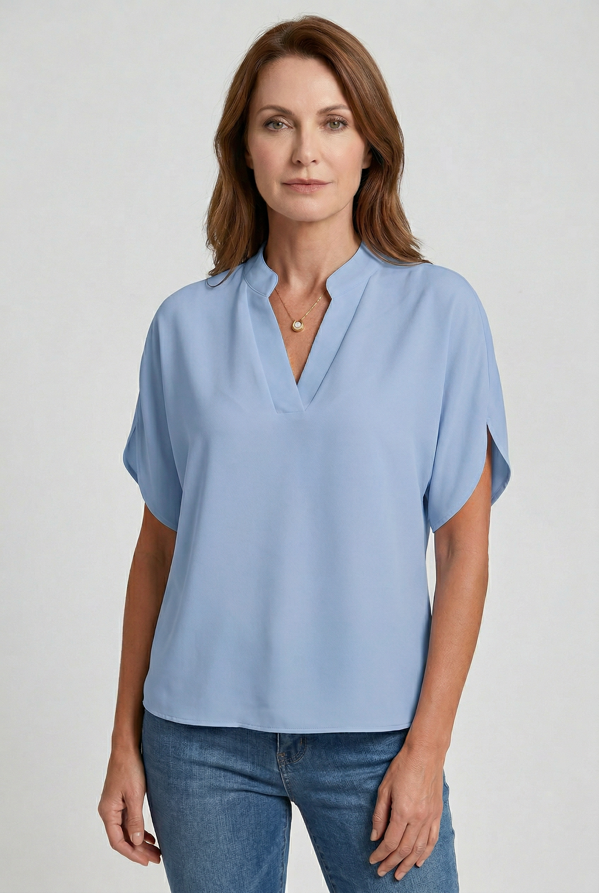 Blouse V-Neck Short Sleeve White Women's – Office, Casual, Everyday Wear, Smart Workwear Top