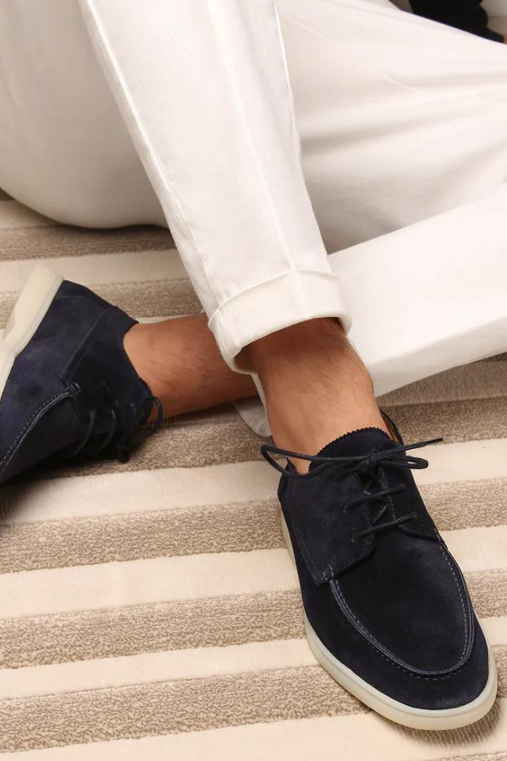 Boat Shoes Suede Navy Lace-Up Men's – Casual, Office, Holiday, Gift · Werune